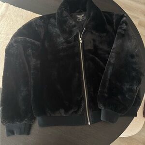 Abercrombie & Fitch Black Faux Fur Jacket